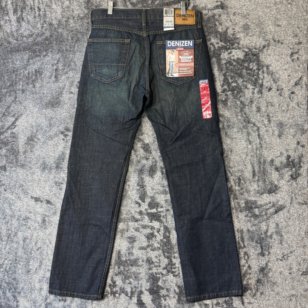 NWT Denizen Levis Mens Jeans 236 Regular Fit 34x34 Dark Indigo Slim Straight Leg